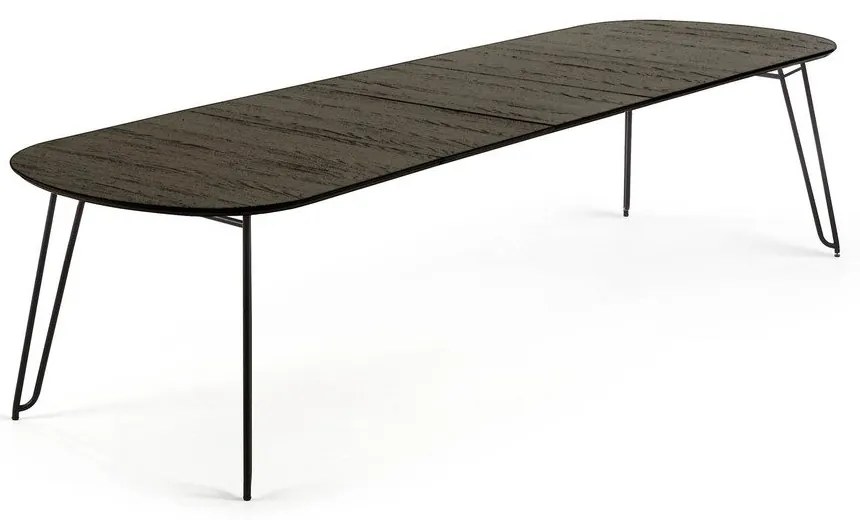 Sötétbarna bővíthető étkezőasztal kőrisfa dekoros asztallappal 100x170 cm Milian – Kave Home