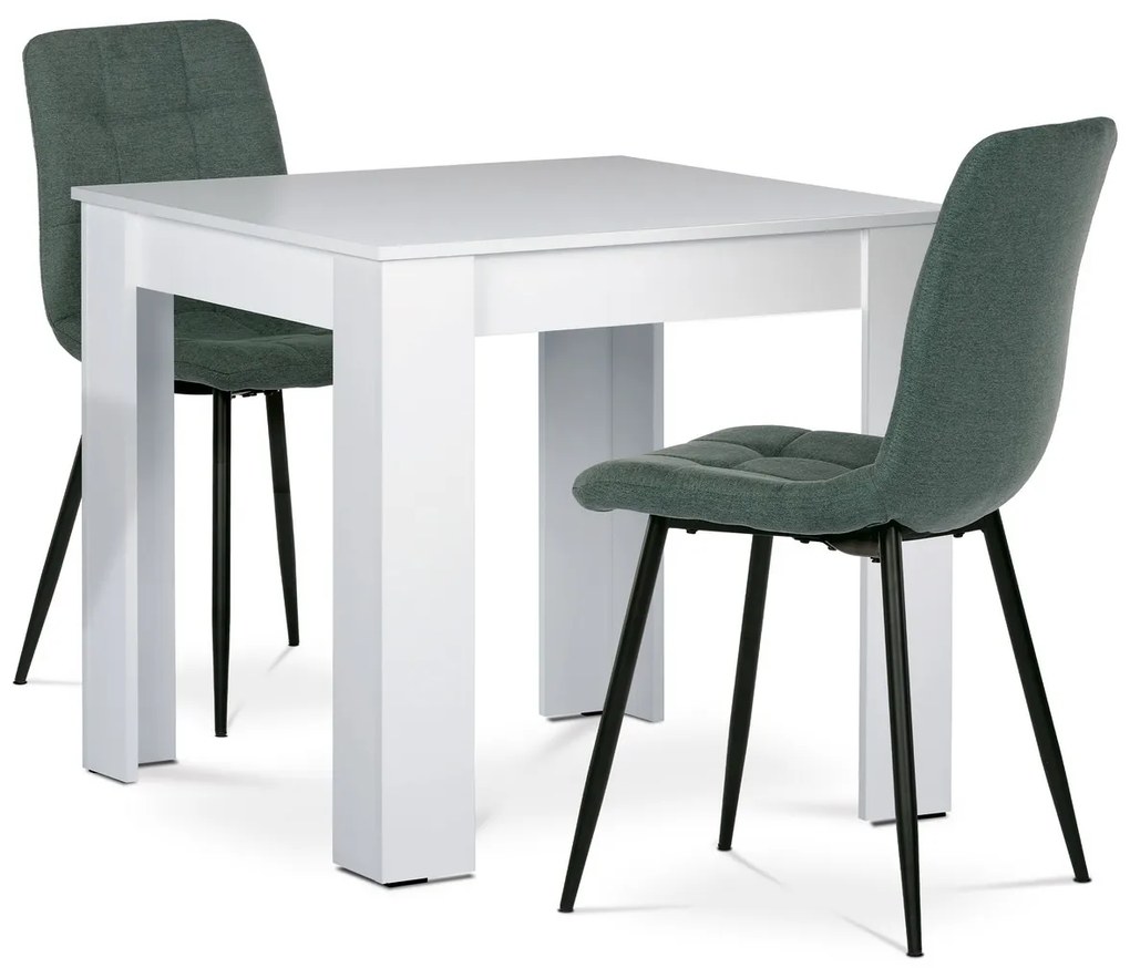 Étkezőgarnitúra MDF, 2 székkel, 80 x 80 x 75 cm, fehér