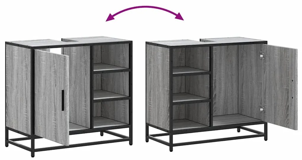 mosdószekrény szürke Sonoma 65x33x60 cm műfa