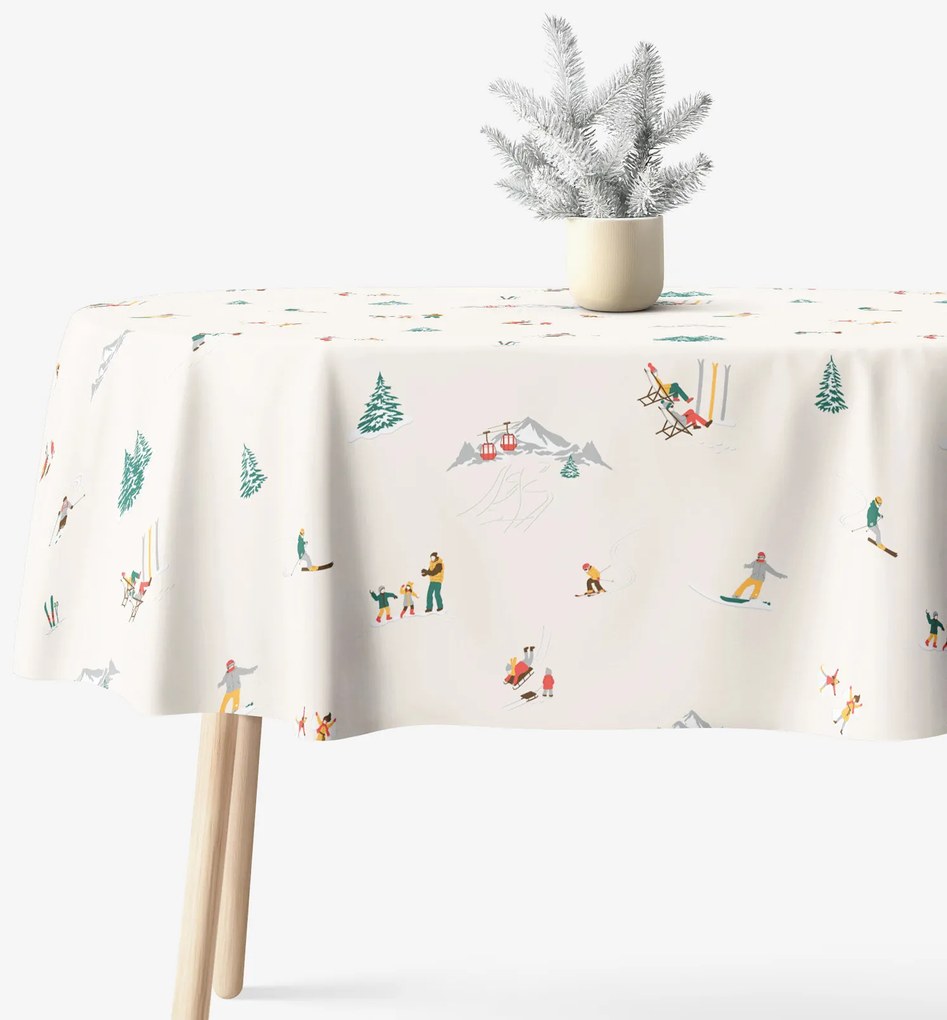 Goldea ovális pamut terítő - téli örömök 140 x 240 cm