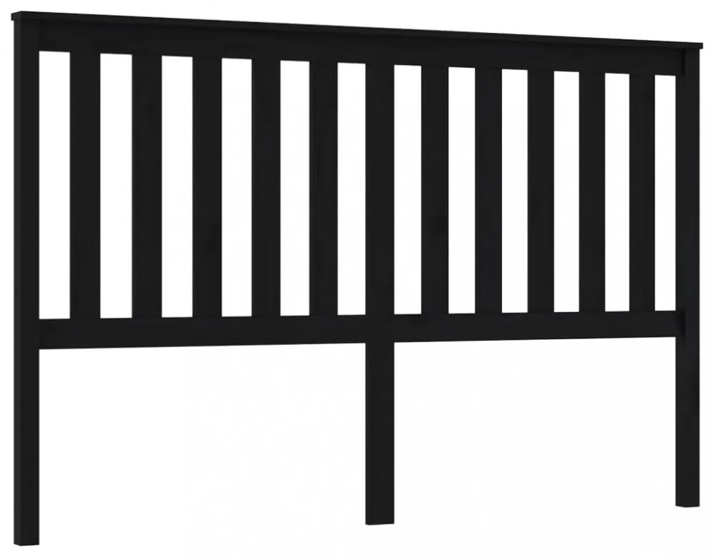 fekete tömör fenyőfa ágyfejtámla 166 x 6 x 101 cm