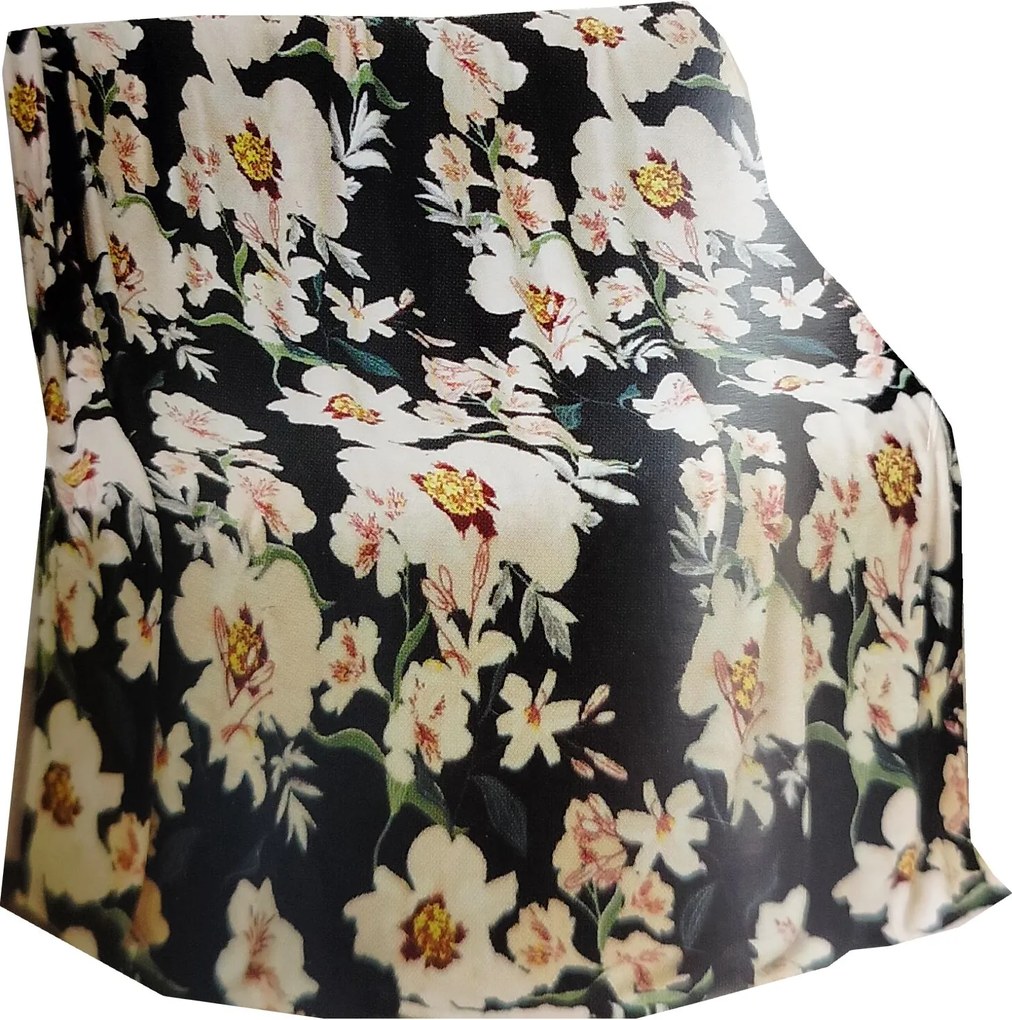 Takaró Smukee poliészter 150 cm x 170 cm fekete virágmintás aranyos kedves