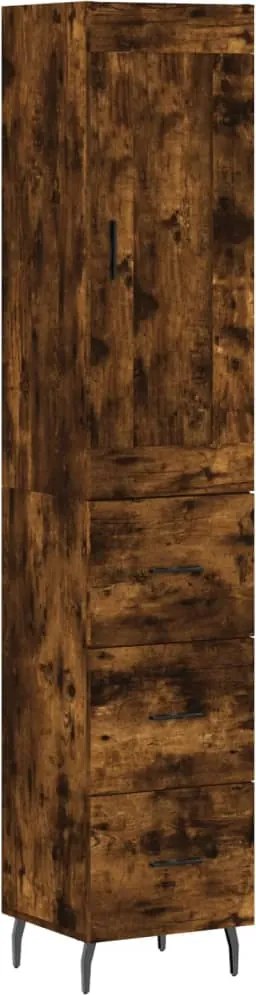 vidaXL füstös tölgy színű szerelt fa magasszekrény 34,5x34x180 cm