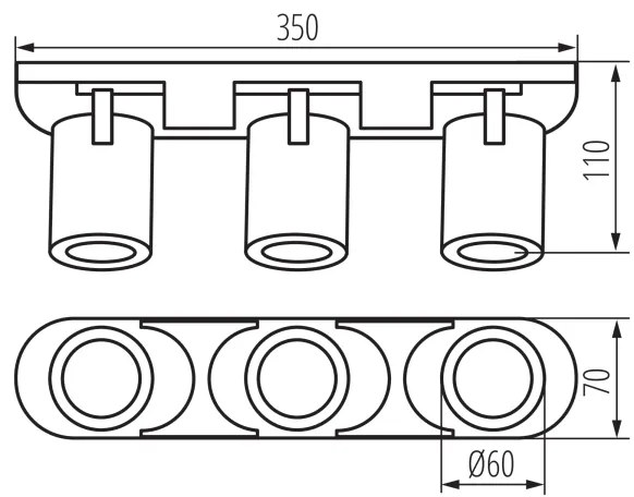 Kanlux 38962 - Spotlámpa LAURIN 3xGU10/10W/230V réz/fekete
