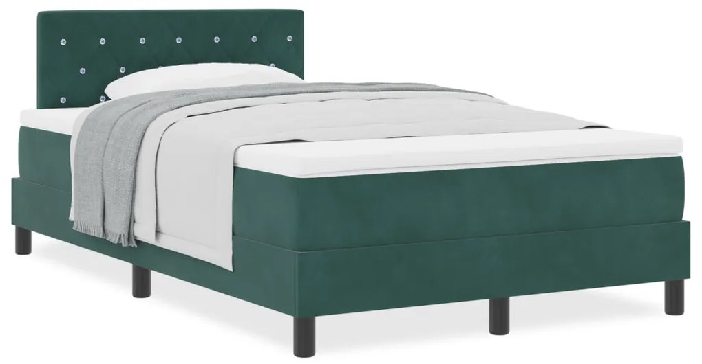 Boxspring Ágy Mattal Sötétzöld Kicsi Dupla Bársony