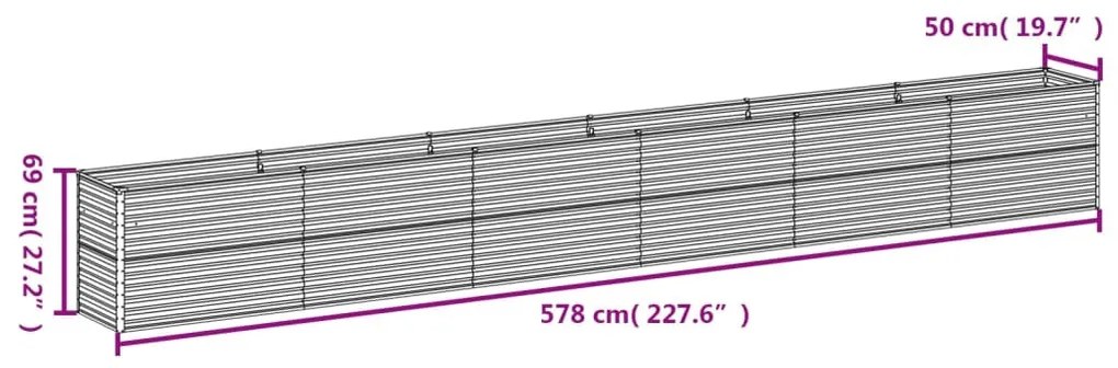 Corten acél kerti magaságyás 578 x 50 x 69 cm
