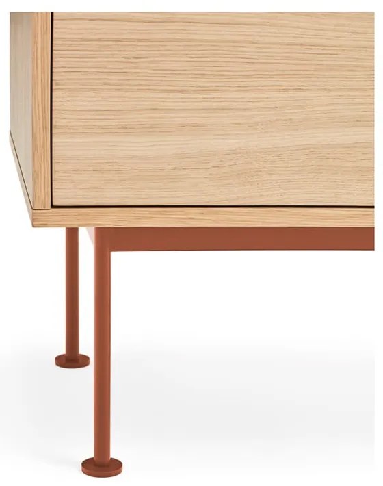 Yoko téglavörös TV-állvány tölgyfa dekorral - Teulat