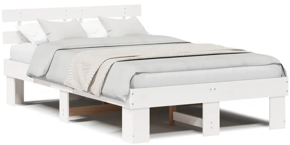 Ágykeret fejtámlával Fehér 135 x 190 cm