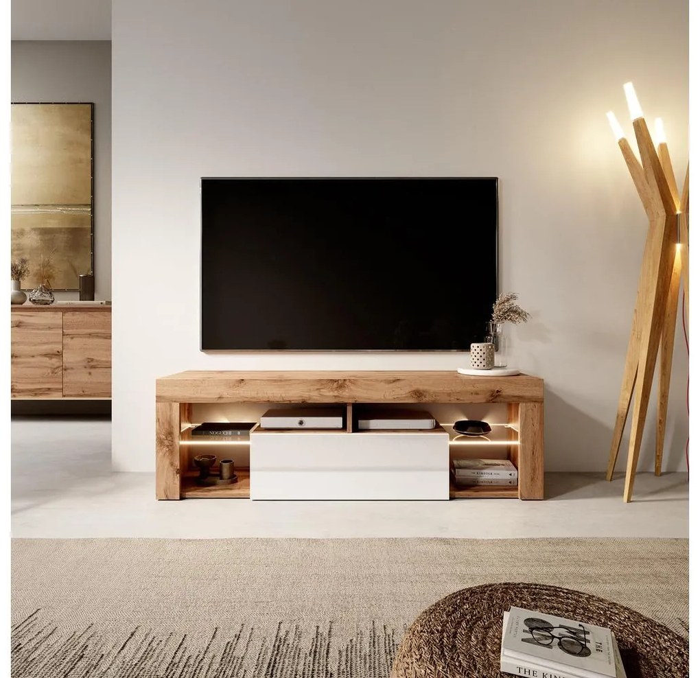 Tv szekrény/asztal Bionca  (lancelot tölgy + fehér). 1098603