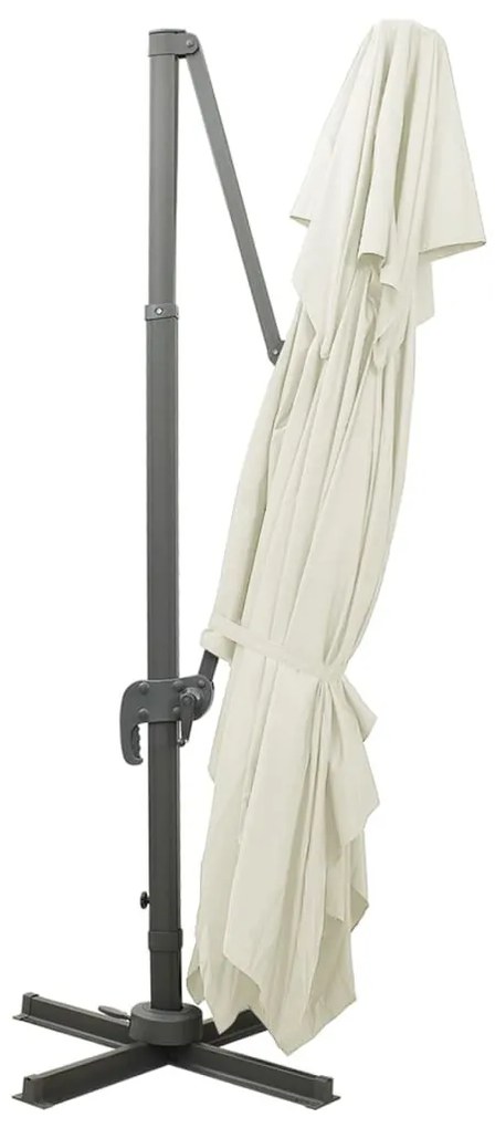 konzolos kerti napernyő dupla tetejű homokszínű anyagból 400 x 300 cm