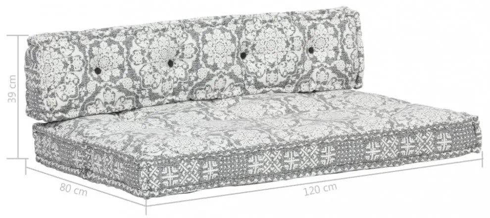 világosszürke foltvarrott szövet raklapkanapé-párna