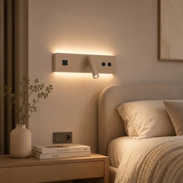 Brilagi-LED Falra szerelhető spotlámpa USB-porttal NOCTIS LED/3W/230V+LED/9W bézs