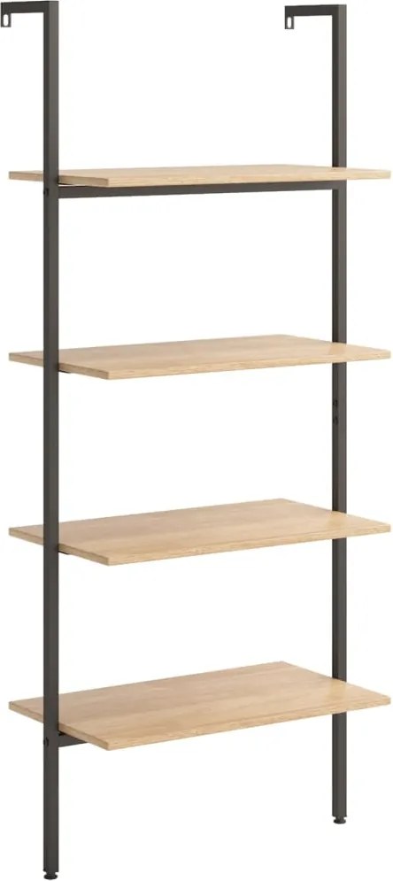vidaXL 4 szintes világosbarna és fekete létrapolc 64 x 35 x 152,5 cm