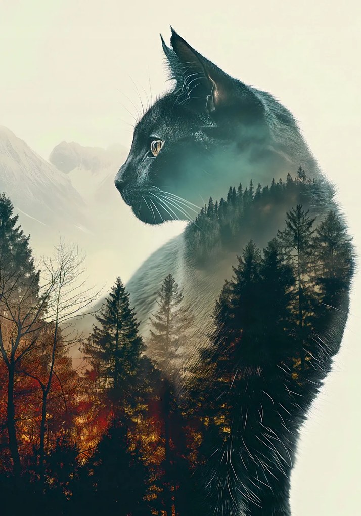 Poszter 70x100cm Macskaszellem erdő