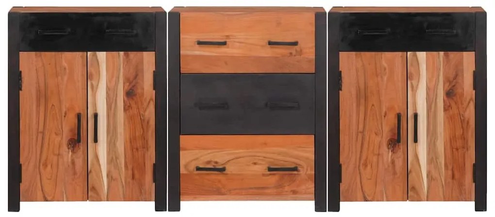 Széf fiókkal 3 pcs Barna 165 x 30 x 75 cm Tömör akácfa