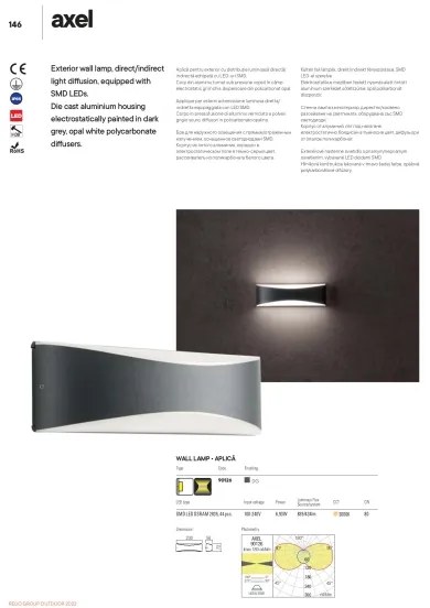 Redo 90126 - LED kültéri fali lámpatest AXEL LED/7W/230V 3000K IP65 antracit