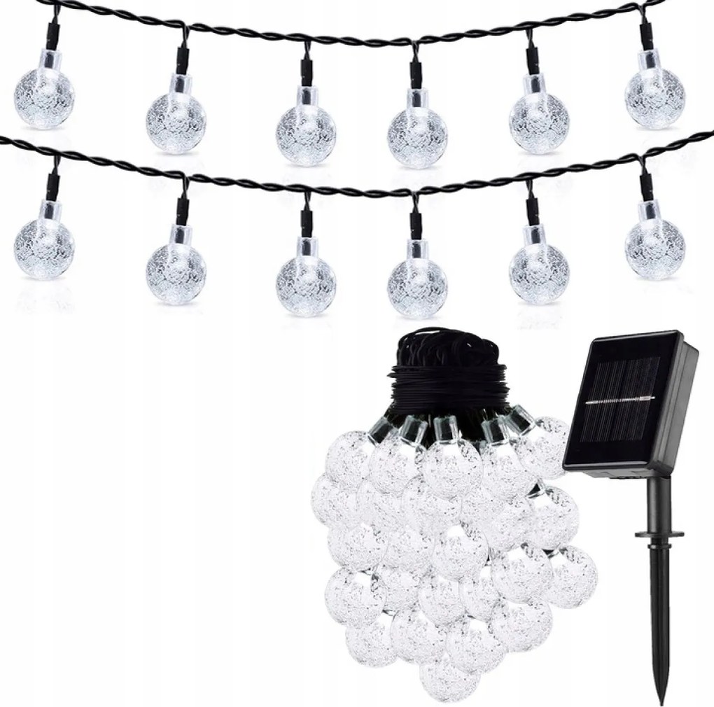 Napelemes Lámpák 20LED Kerti Fényfüzér Fénygömbök Fényzsinór Hideg