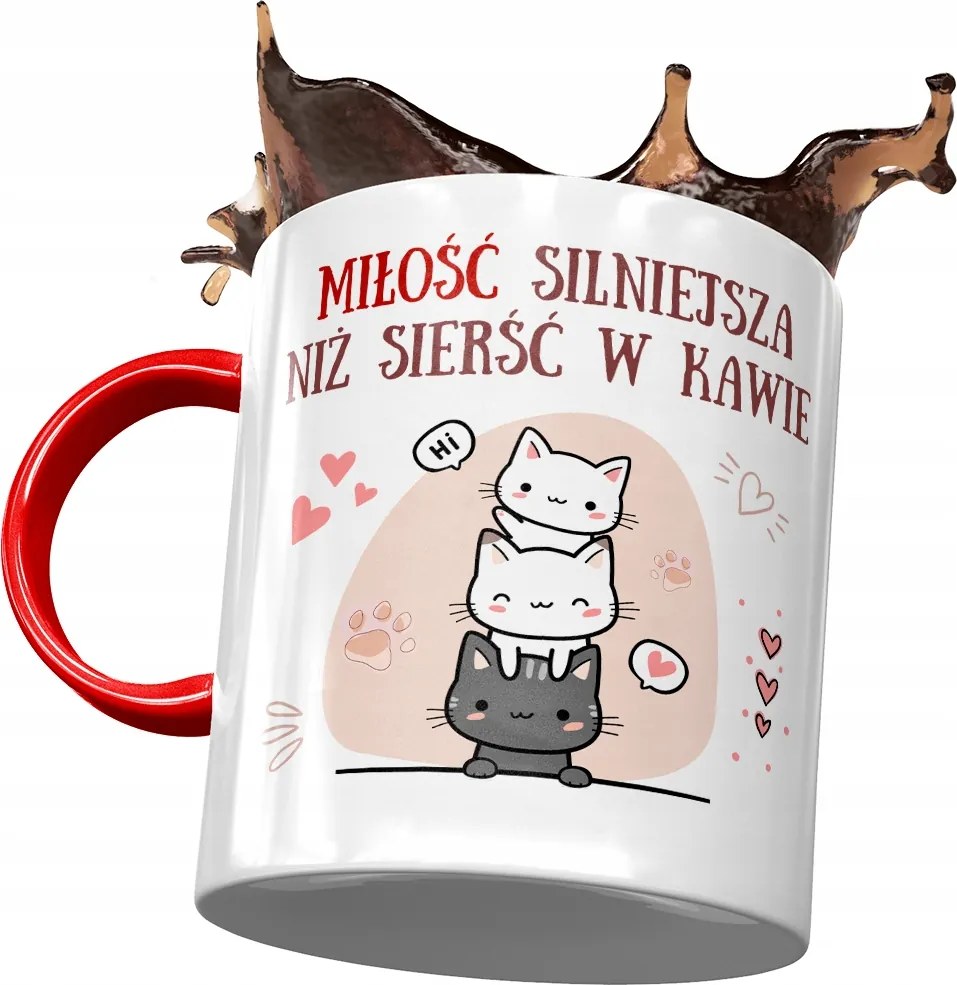 Piros Bögre Cicával Cica Cuki Ajándék Nyomtatott Fotóval