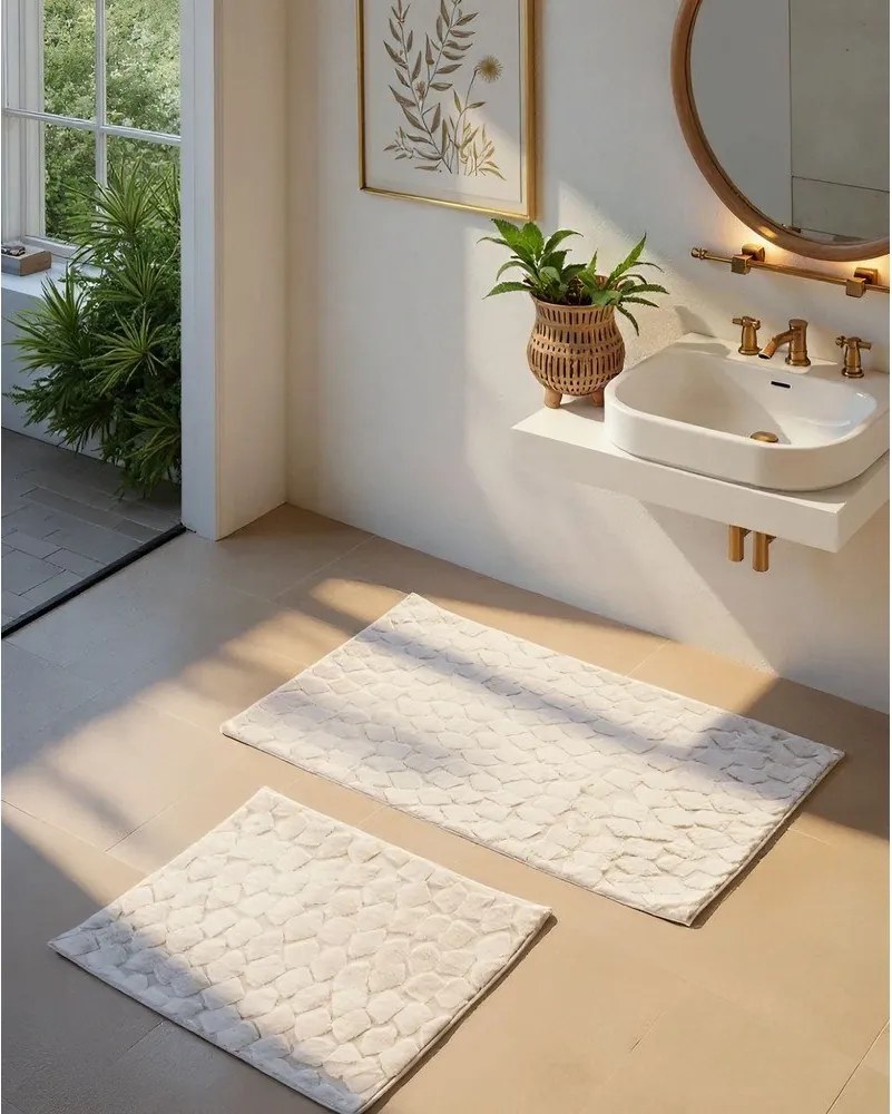 Krémszínű fürdőszobai kilépő szett 2 db-os 60x100 cm Rabbit – Foutastic