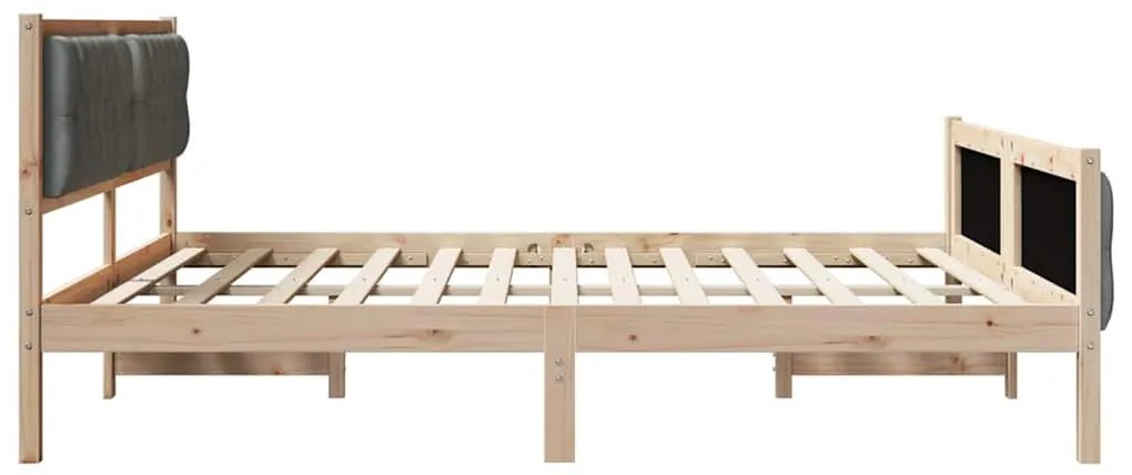 Ágykeret fejtámlával Sötétszürke 180 x 200 cm Tömör fenyőfa