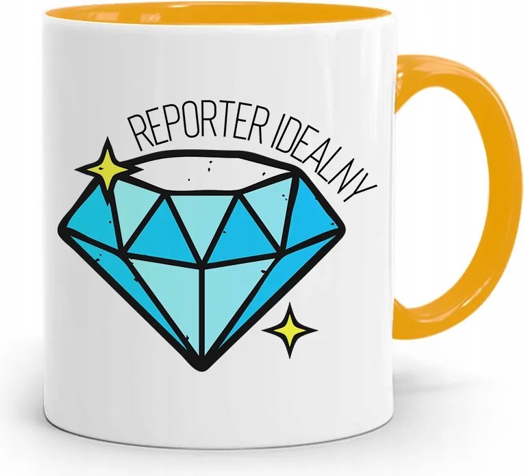 Sárga Bögre Ajándék Riporter Újságírónak fényképes nyomtatással