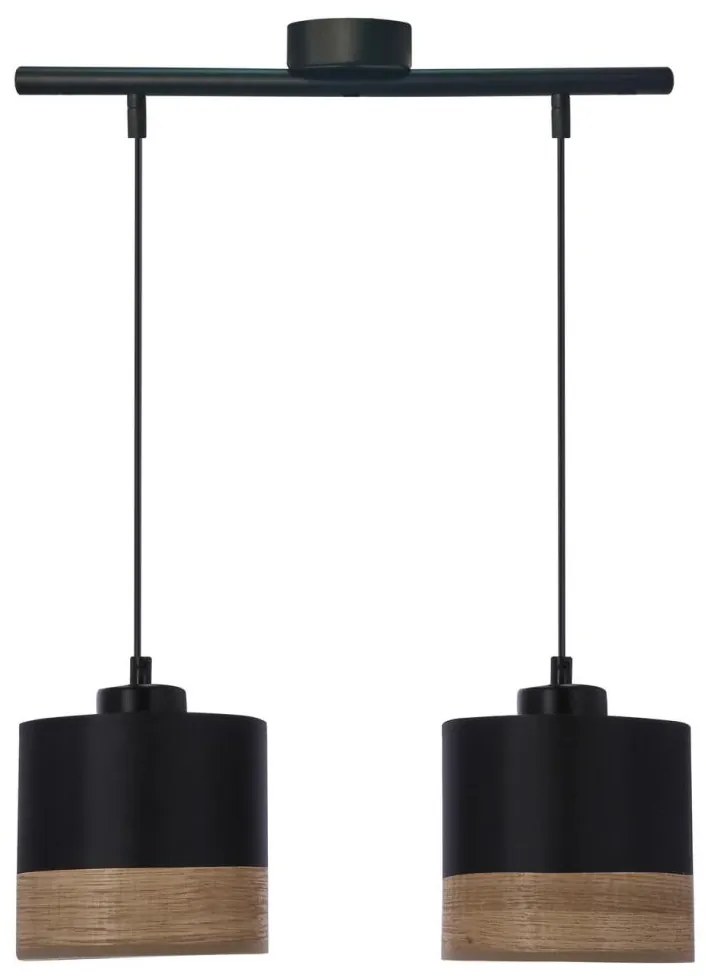 Csillár zsinóron PORTO 2xE27/60W/230V fekete/barna