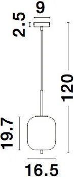 NOVA LUCE 9624075 LATO Egyágú Függesztett Lámpa Üveg E27 IP20