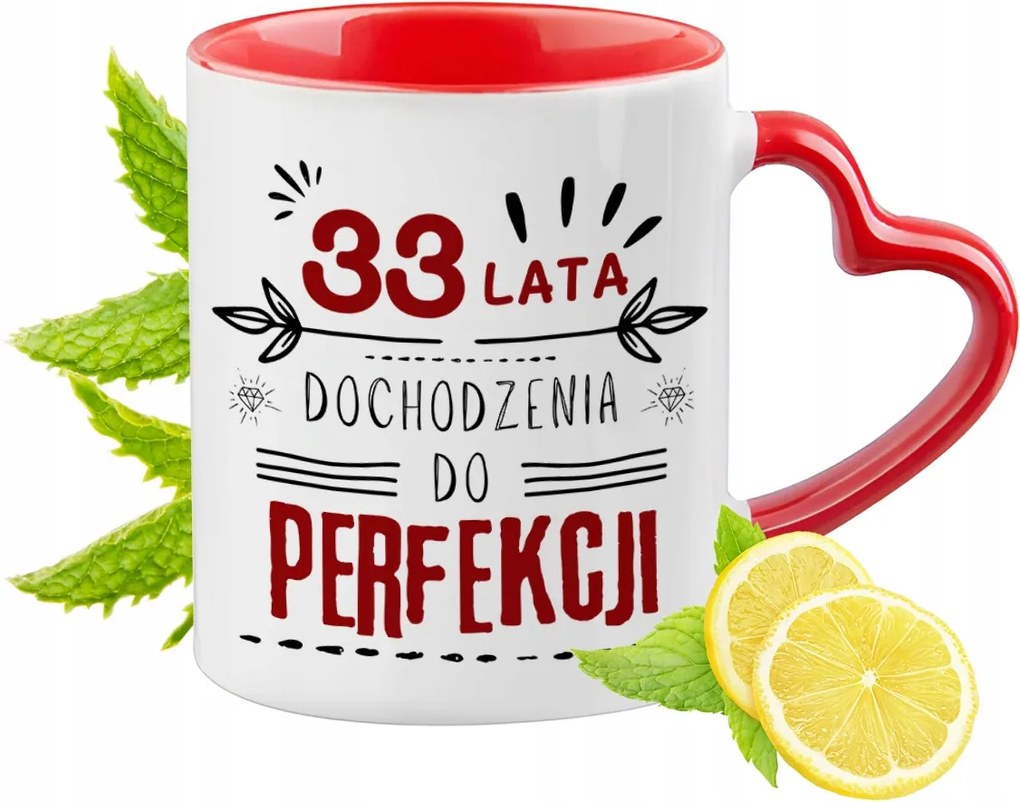 Születésnap 33 33. 33. Piros Bögre Szív Alakú Füllel Ajándék