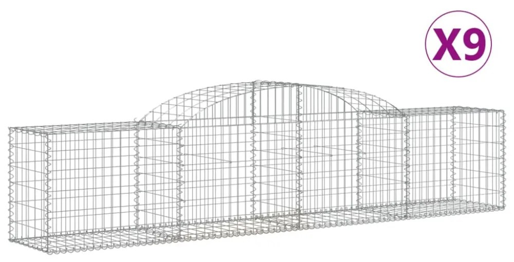 9 db íves horganyzott vas gabion kosár 300x50x60/80 cm