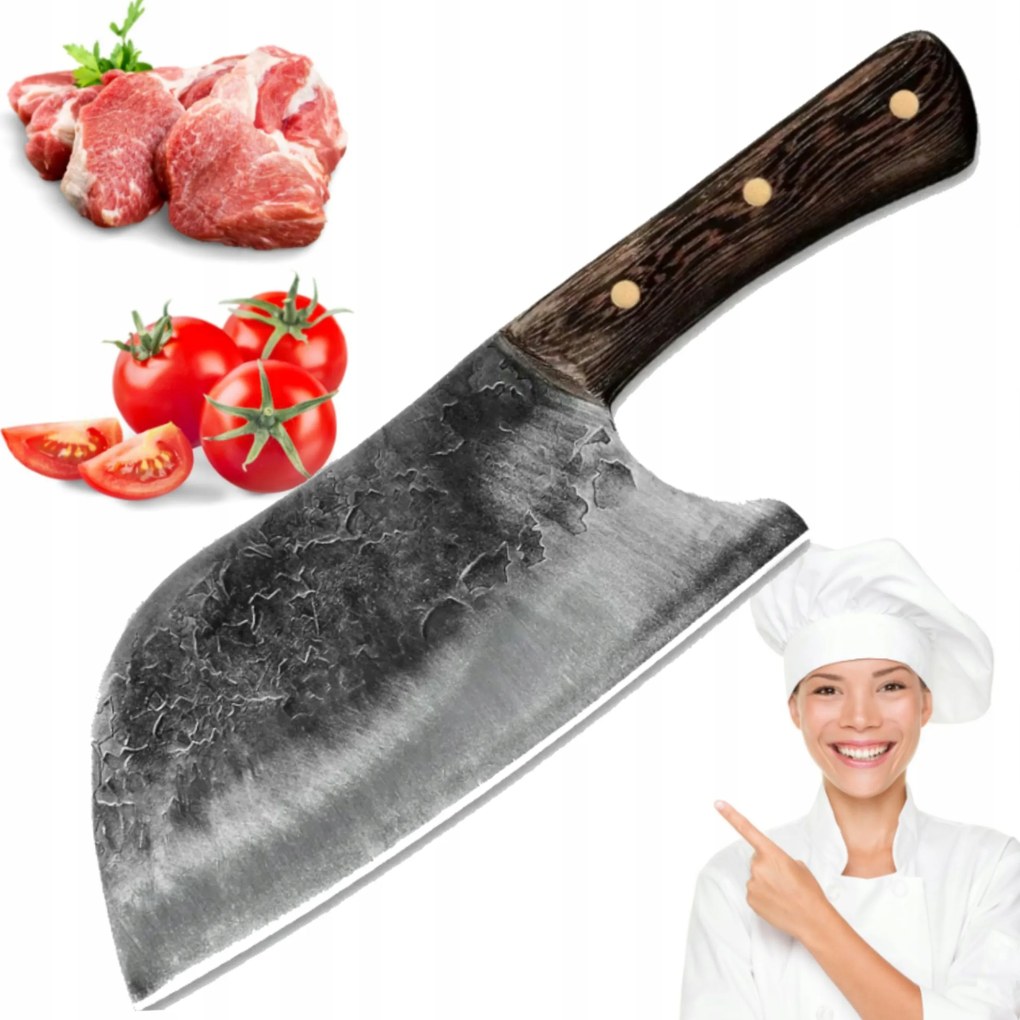 Szakács Kés Éles Kovácsolt Konyhai Bárd 30CM Hal Zöldség Húshoz