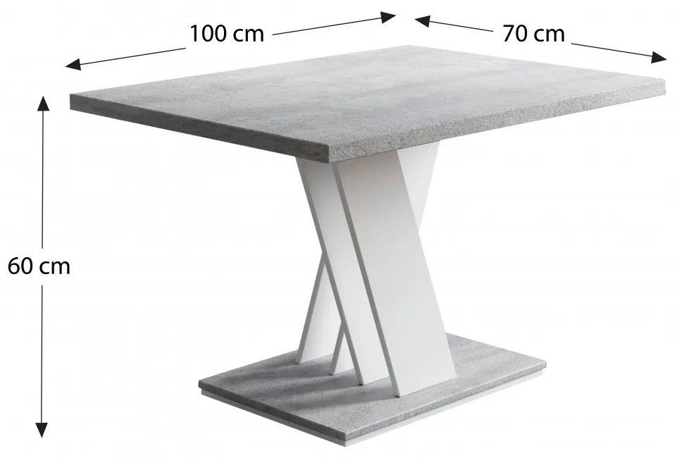 Masiv dohányzóasztal fehér/beton N