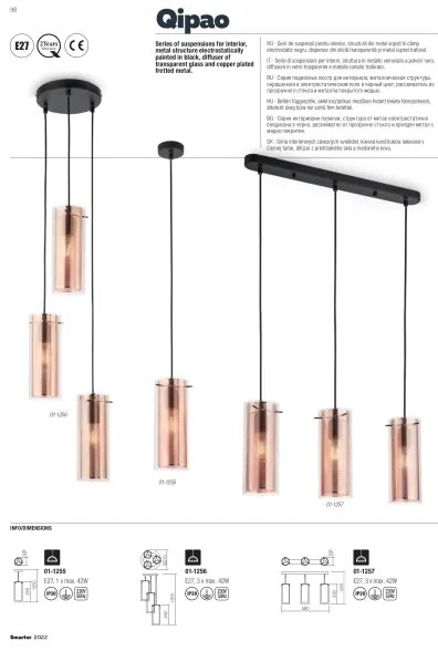 Redo 01-1257 - Csillár zsinóron QIPAO 3xE27/60W/230V