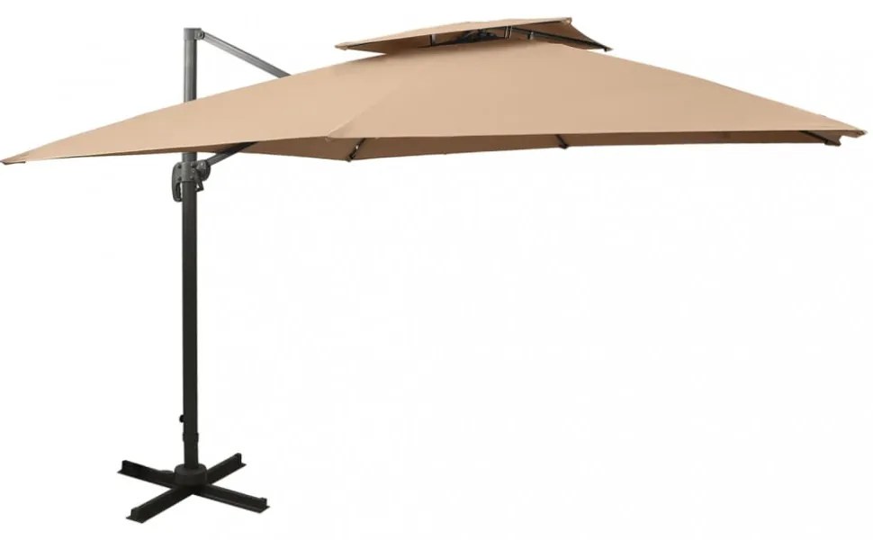 tópszínű dupla tetejű konzolos napernyő 300 x 300 cm