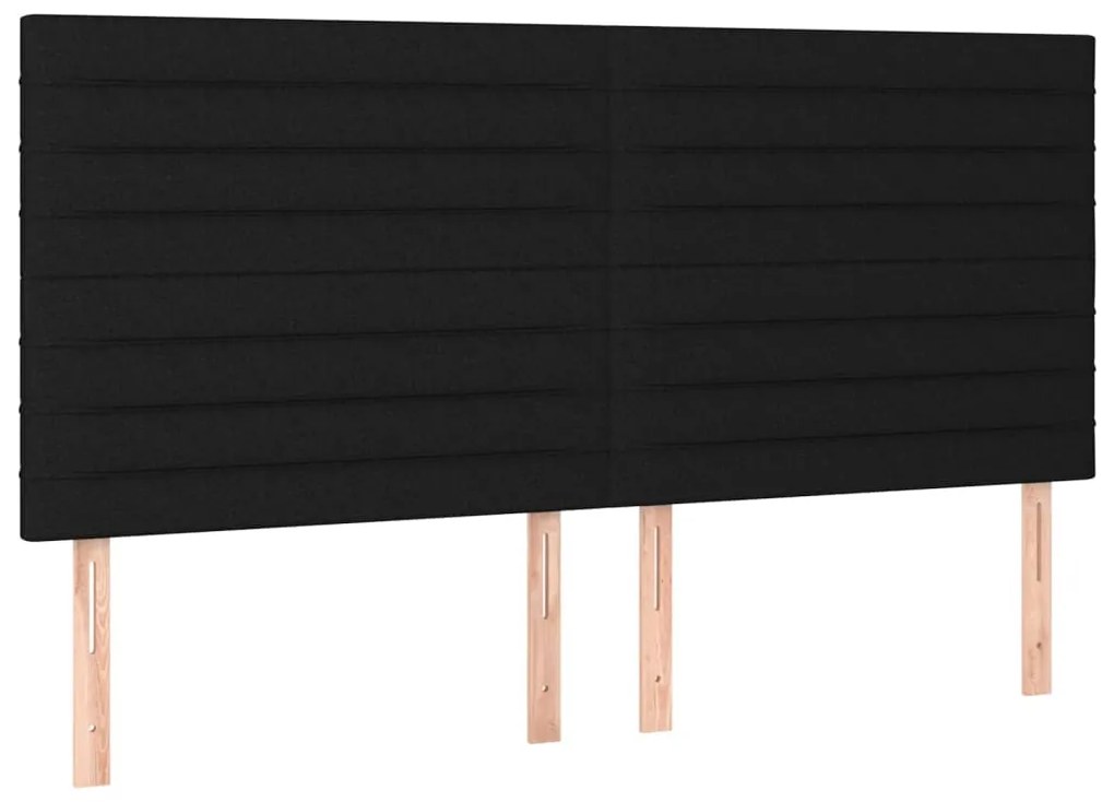 fekete szövet LED-es fejtámla 180x5x118/128 cm