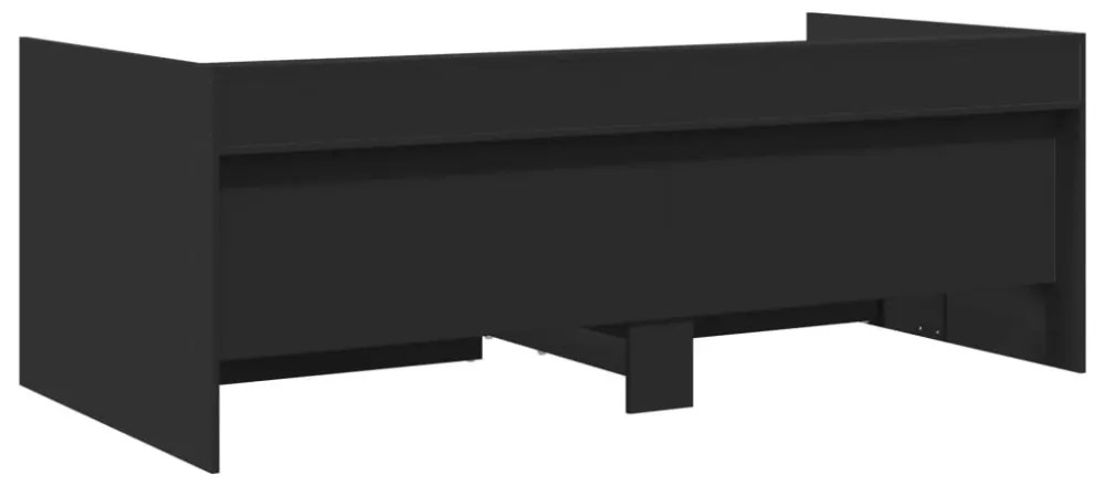 fekete kanapéágy fiókkal matrac nélkül 100x200 cm