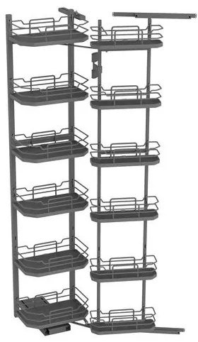 Konyhai fémrács, kamravasalat, 600mm, antracit, csillapított záródás, 12 kosár SIGE, Infinity Line 230A