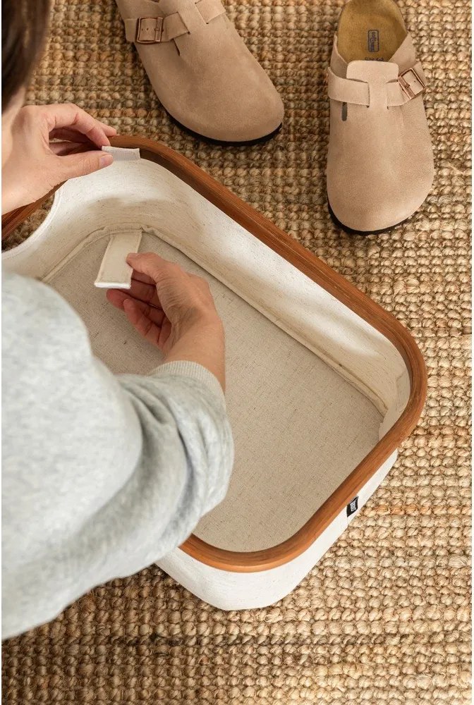 Krémszínű textil tárolódoboz 38x26x16 cm Bamboo/Linen – Bigso