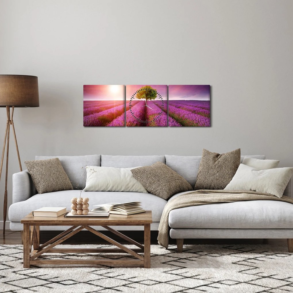 Levendula mező képe (órával) (90x30 cm)