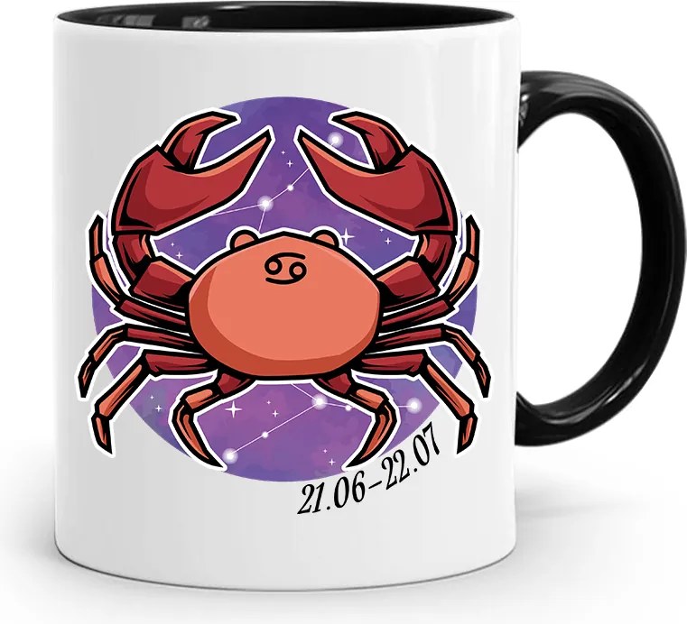 Csillagjegyek Csillagjegy Bögre Fekete Rák nyomott mintával