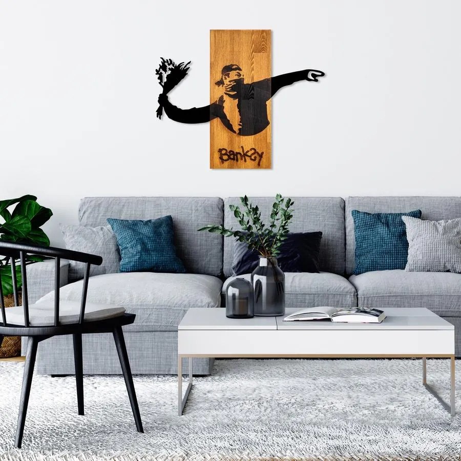 Fa fali dekoráció, Banksy - Flower Thrower