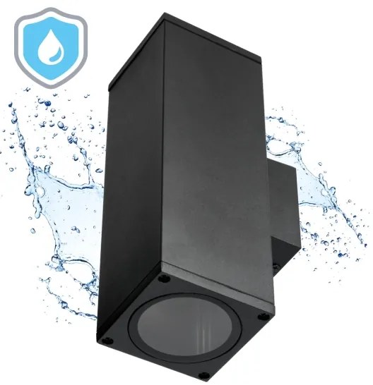 Kültéri fali lámpa 2xGU10/35W/230V IP54 szögletes fekete