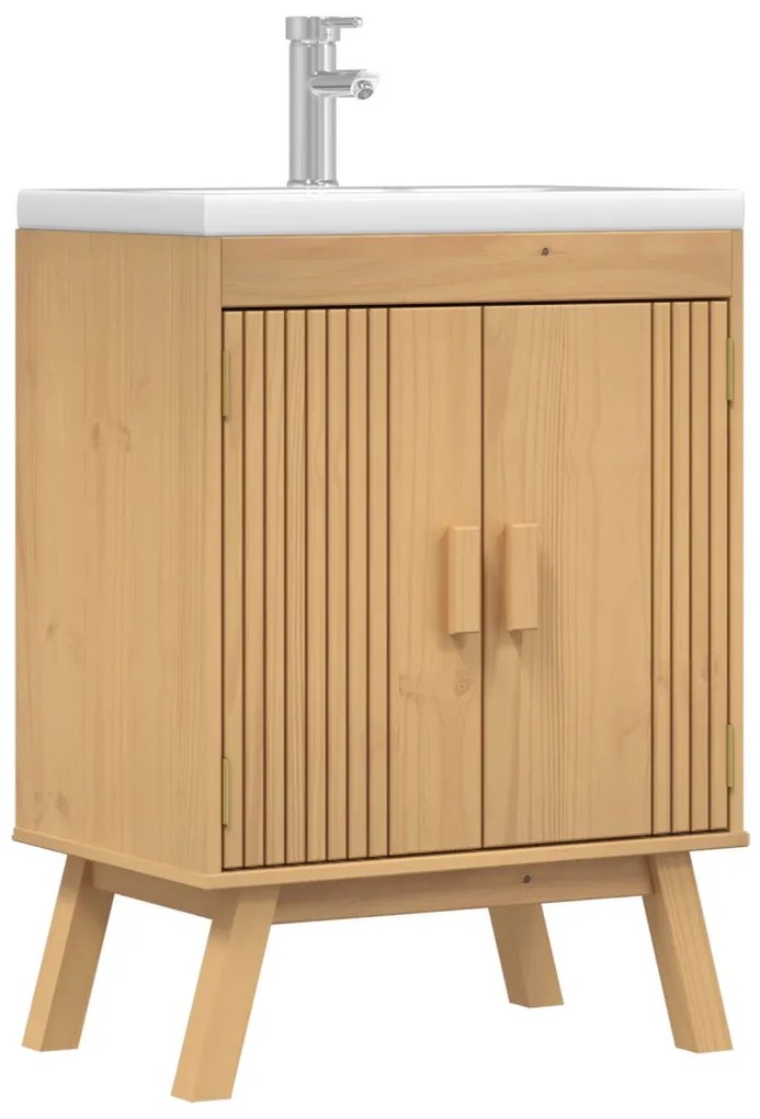 Mosogató Alap Szekrény 114x43x73,5 cm Tömör Fenyőből