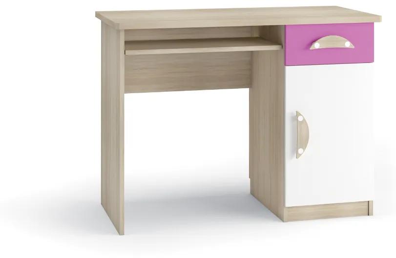 SPARTAN íróasztal, 76x100x50 cm, santana tölgy/rózsaszín