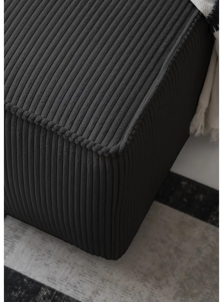 Antracitszürke kordbársony kinyitható sarokkanapé (jobb oldali) Brave Dave – Miuform