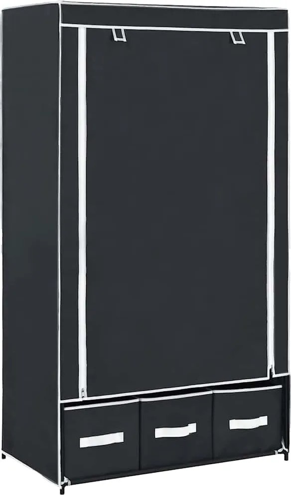 vidaXL fekete szövet ruhásszekrény 87 x 49 x 159 cm