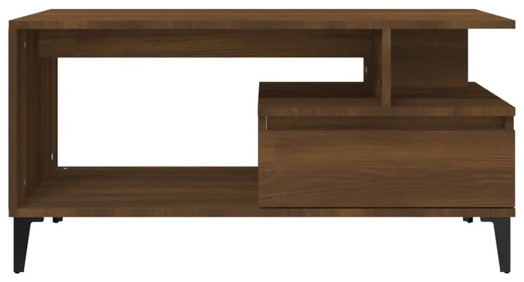 Barna tölgyszínű szerelt fa dohányzóasztal 90x49x45 cm