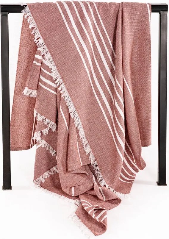 Terrakotta színű pamut takaró 150x200 cm Solene – Tiseco Home Studio