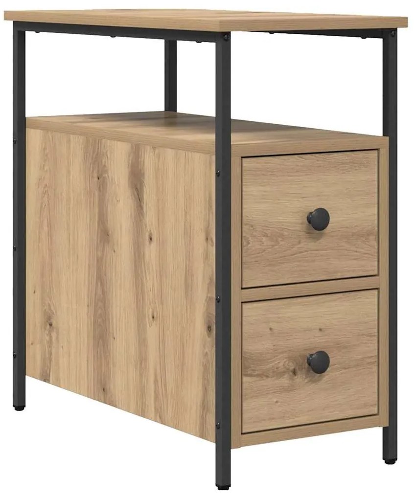 Éjjeliszekrény fiókkal kézműves tölgy 30 x 60 x 60 cm Faanyag