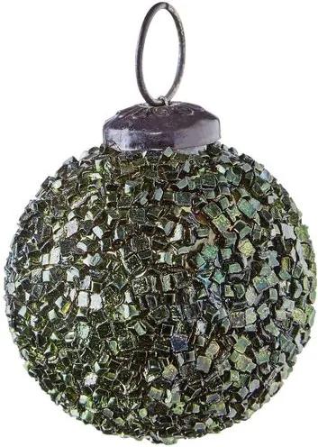 HANG ON üveggömb karácsonyfadísz mozaikos zöld, Ø 5 cm