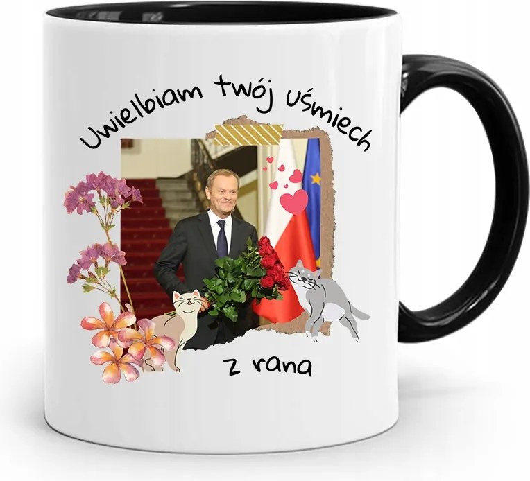 Donald Tusk Fekete Bögre Platform Ajándék fényképes nyomtatással